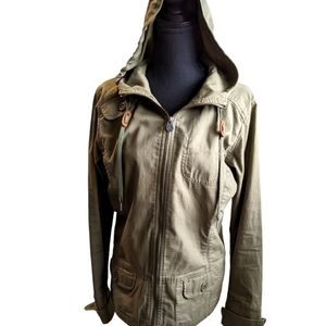 Mountain Equipment Coop (MEC) women's jacket size 10.  Olive green colour